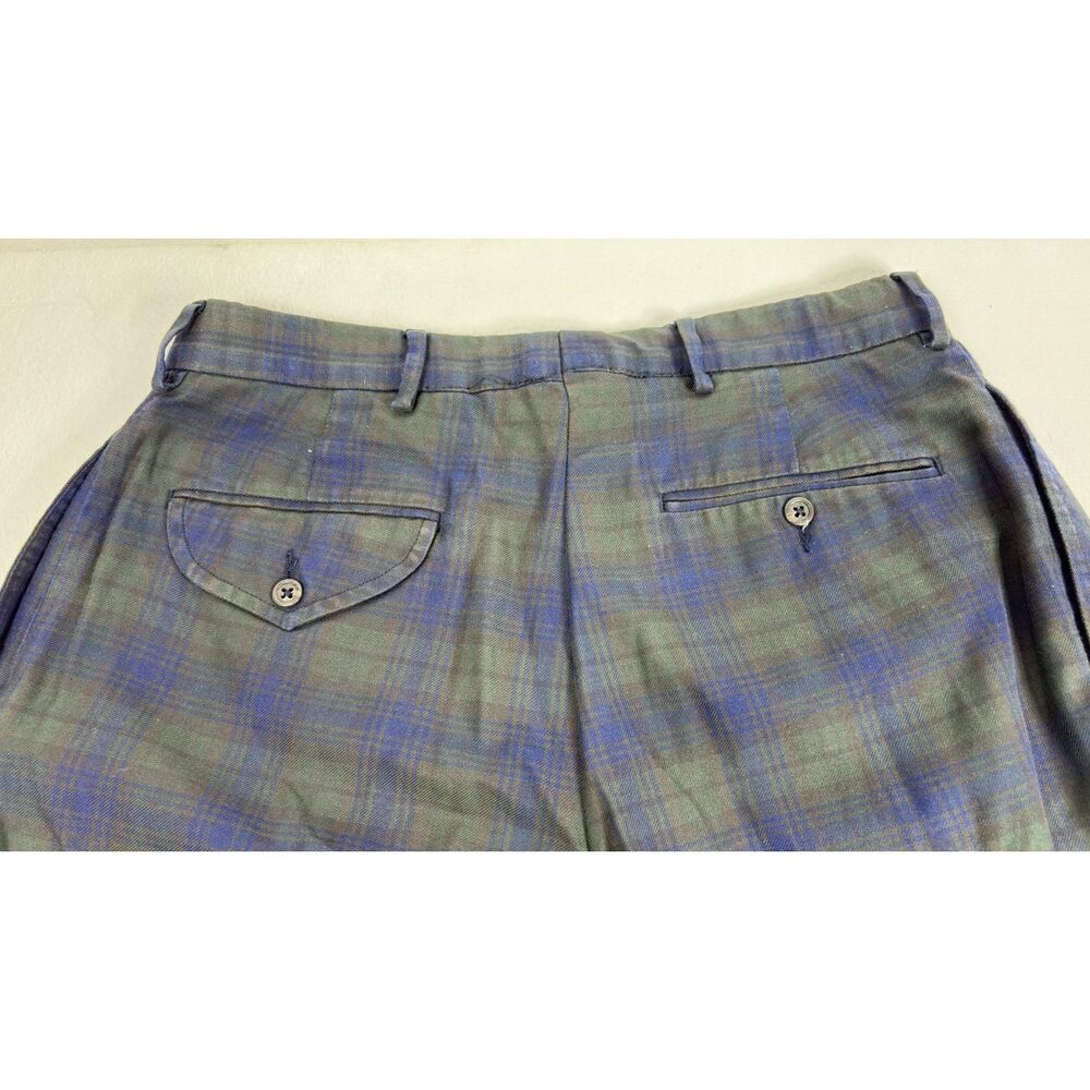 VTG Polo Ralph Lauren Blackwatch Plaid Cinch Waist Pleated Pants Men's 30x30 - Picture 4 of 14